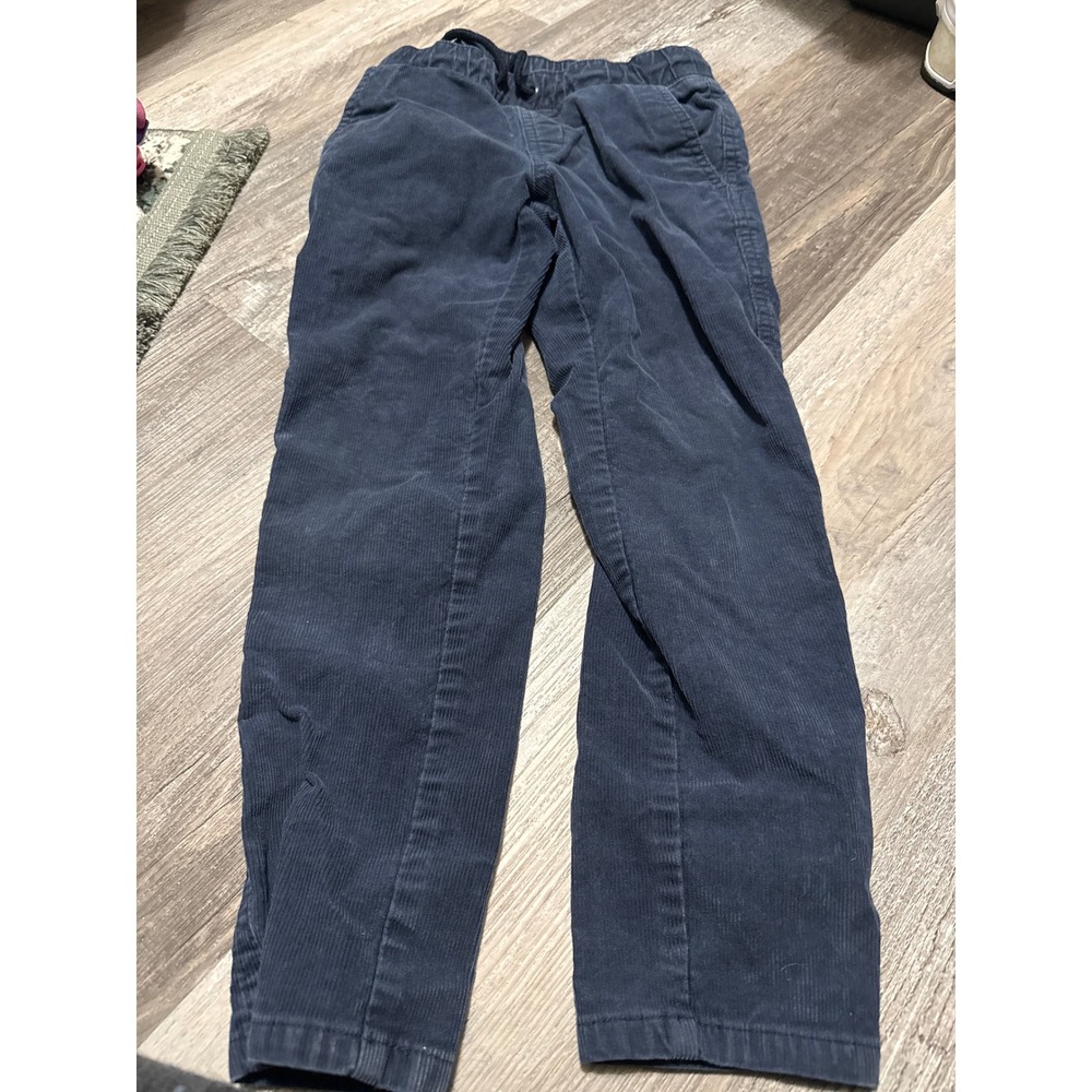Cat & Jack Boys Navy Blue Corduroy Pants Size 6 Elastic Waist Drawstring Pant